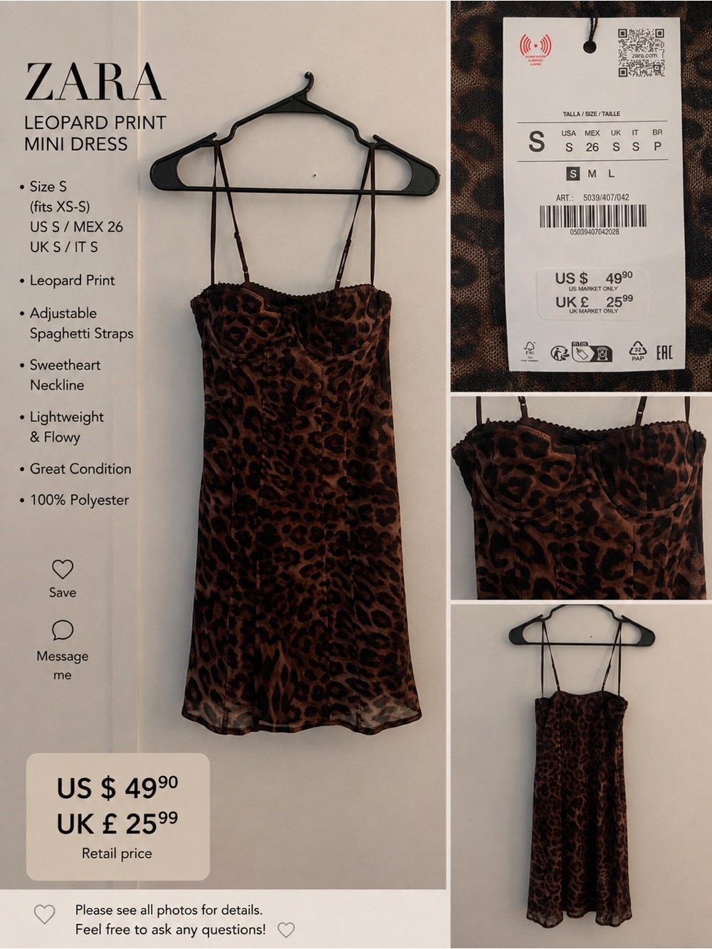 ZARA Leopard Print Mini Dress